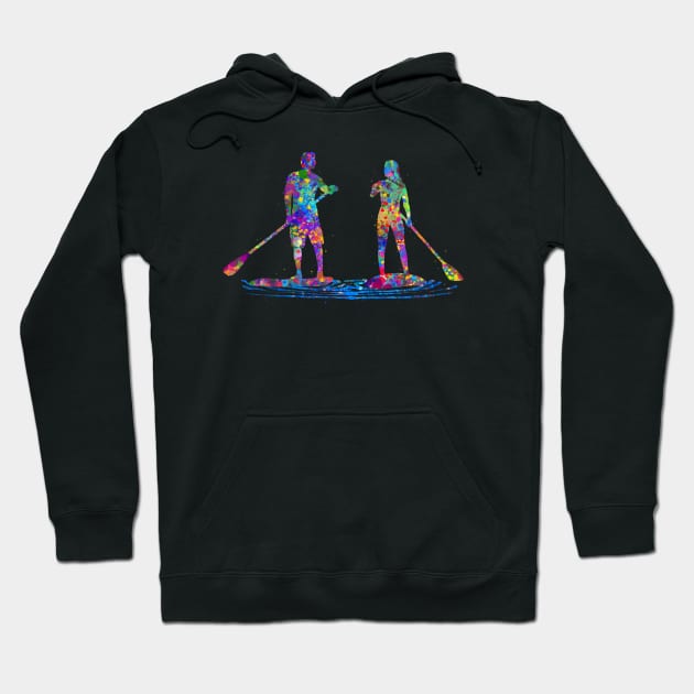 paddleboard watercolor art Hoodie by Yahya Art